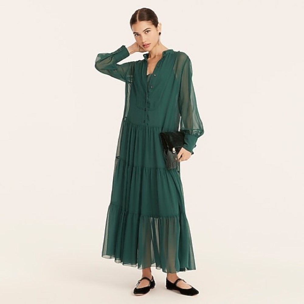 J.CREW Collection Silk Green Dress. Size 6, LNWOT